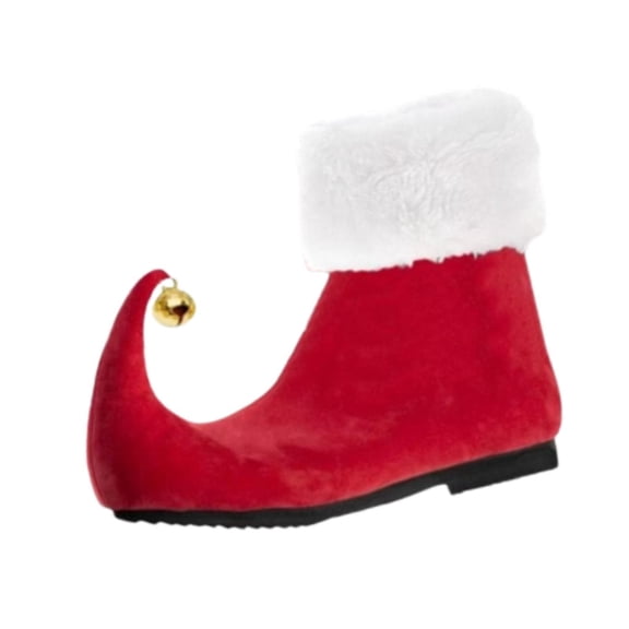 FVDPWYE 1 Pair of Christmas Elf Shoes Booties with Christmas Bells for Stage Performance red