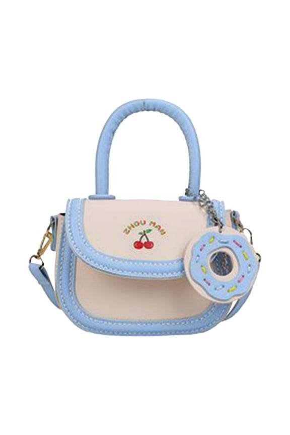 1 Set DIY PU Leather Shoulder Bag Making Cherry Decorative Wallet Material Craft Blue