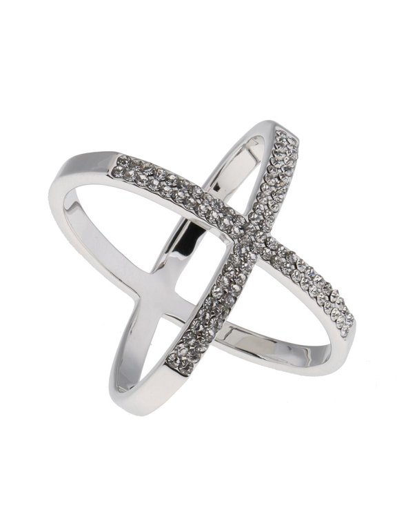 1 x Silk Scarf Ring with Crystal Charm Clothing Holder Accessories - Silver
