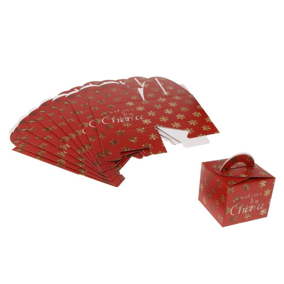FVDPWYE 10 Pieces Christmas Candy Boxes 3.5''x3.5''4.7'' Red Snowflakes
