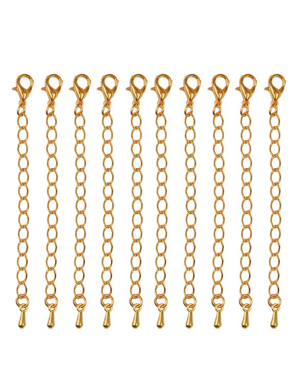 10 Pieces Gold Color Round Rings Link Extender for Jewelry Making Safety Chain
