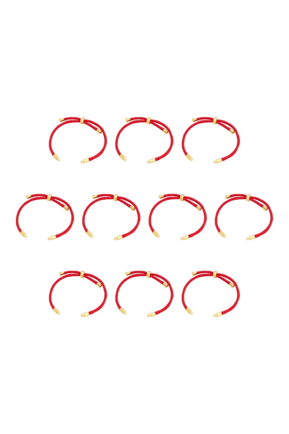 10 Pieces Nylon Adjustable Slider Bracelets Braided Rope Chain Men Women Stylish Red Aureate