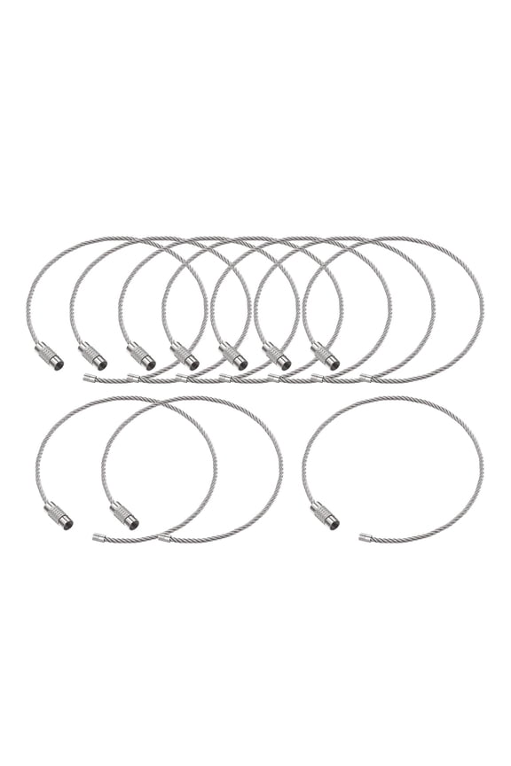 10 Pieces Stainless Steel Wire Keychains Key Rings Wire Keyrings Loop Holder Key