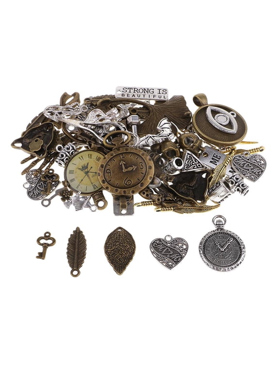 100 Grams Assorted Designs Punk Steampunk Charms Pendants Beads for Necklace