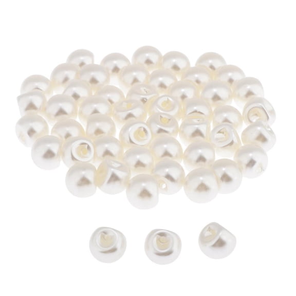 FVDPWYE 100 pieces white, round pearl buttons for bridal jewelry for crafting and sewing 10mm