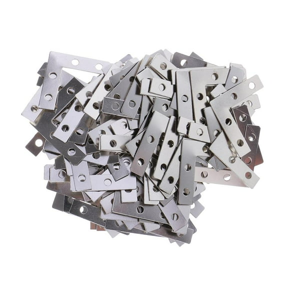 FVDPWYE 100Pcs Metal L Shape Corner Brace Plate Flat Angle Bracket Fixing Picture Frame