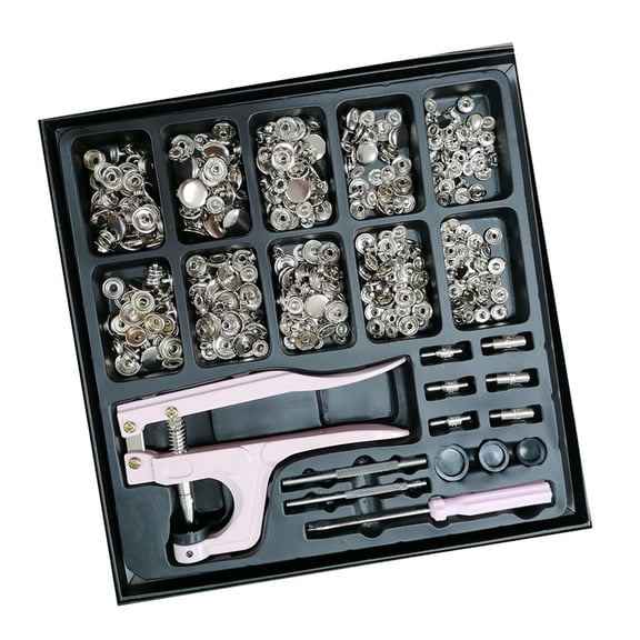 FVDPWYE 100Pcs Snap Fasteners Kit Button Snap Studs with Punch Pliers Clothing Snaps Kit Silver