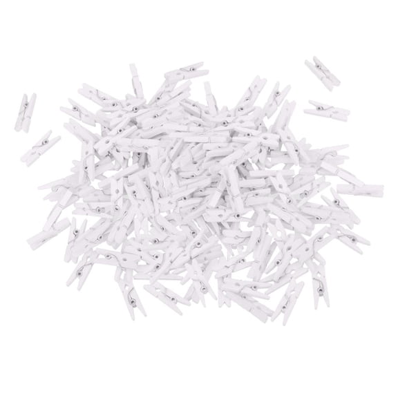 FVDPWYE 100Pieces White Mini Wooden Clips Clothes Photo Paper Peg Clothespin Craft Clips