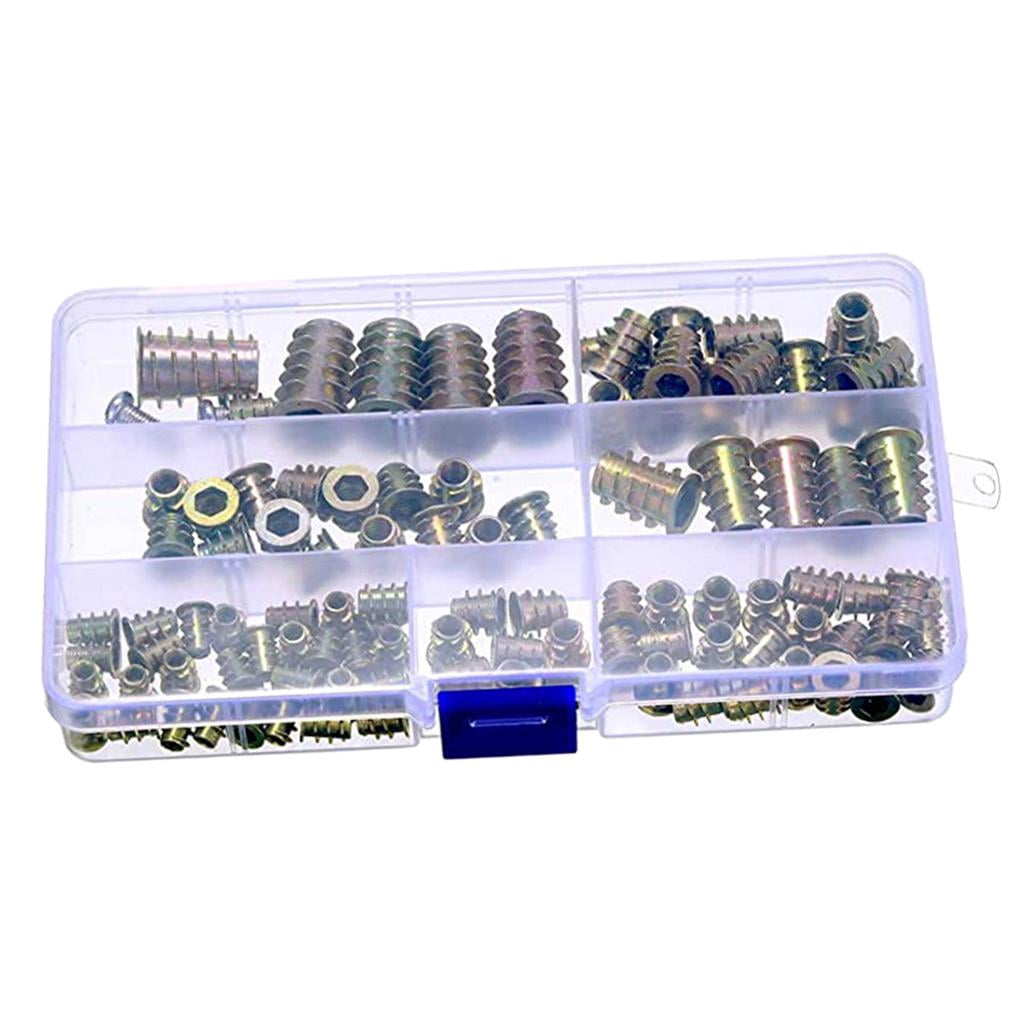 FVDPWYE 100x Lot Self-Tapping Insert Nuts Metal Screw Nuts For Furniture Wood Hardware