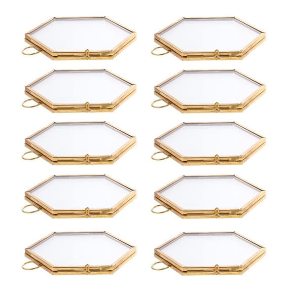 FVDPWYE 10PCS Hexagonal Glass Photo Frame Vintage Hanging Frame for Display, Glass Frame