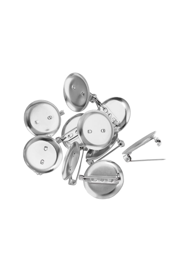 10Pcs Brooch Base Blank Lapel Pin 25mm DIY Brooch Clasps Jewelry Making Crafting Silver