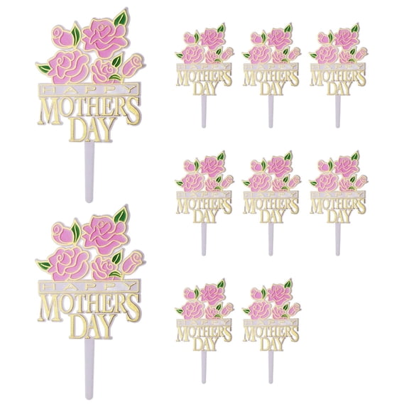FVDPWYE 10Pcs Mother's Day Rose Cupcake Toppers Cake Toppers Decorative Cake Inserts for