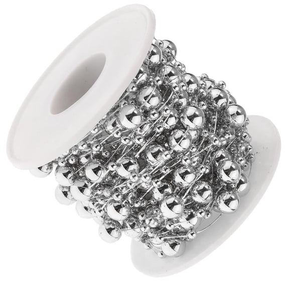 FVDPWYE 10m Metallic Beads String Pearls Wire Chain Fishing Line Sewing diy Wedding Silver
