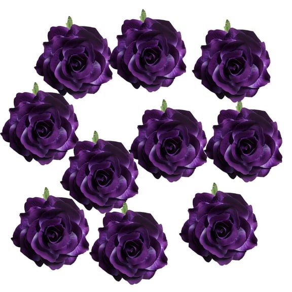 FVDPWYE 10pc 10cm Silk Rose Flower Head Artificial DIY Wedding Home Decor Party Supplies A:dark purple