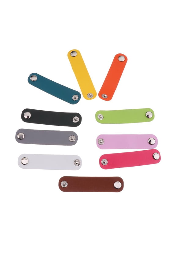 10pcs Simple Design Leather Strip w/ Snap Buttons Scarf Buckles Ring Hijab Clips mixed