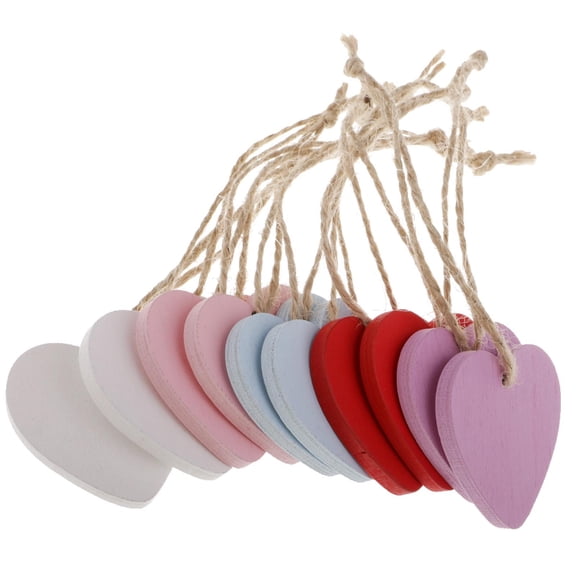 FVDPWYE 10x Mixed Wooden Heart MDF Blank Cutout Tags for 10pcs Multicolor
