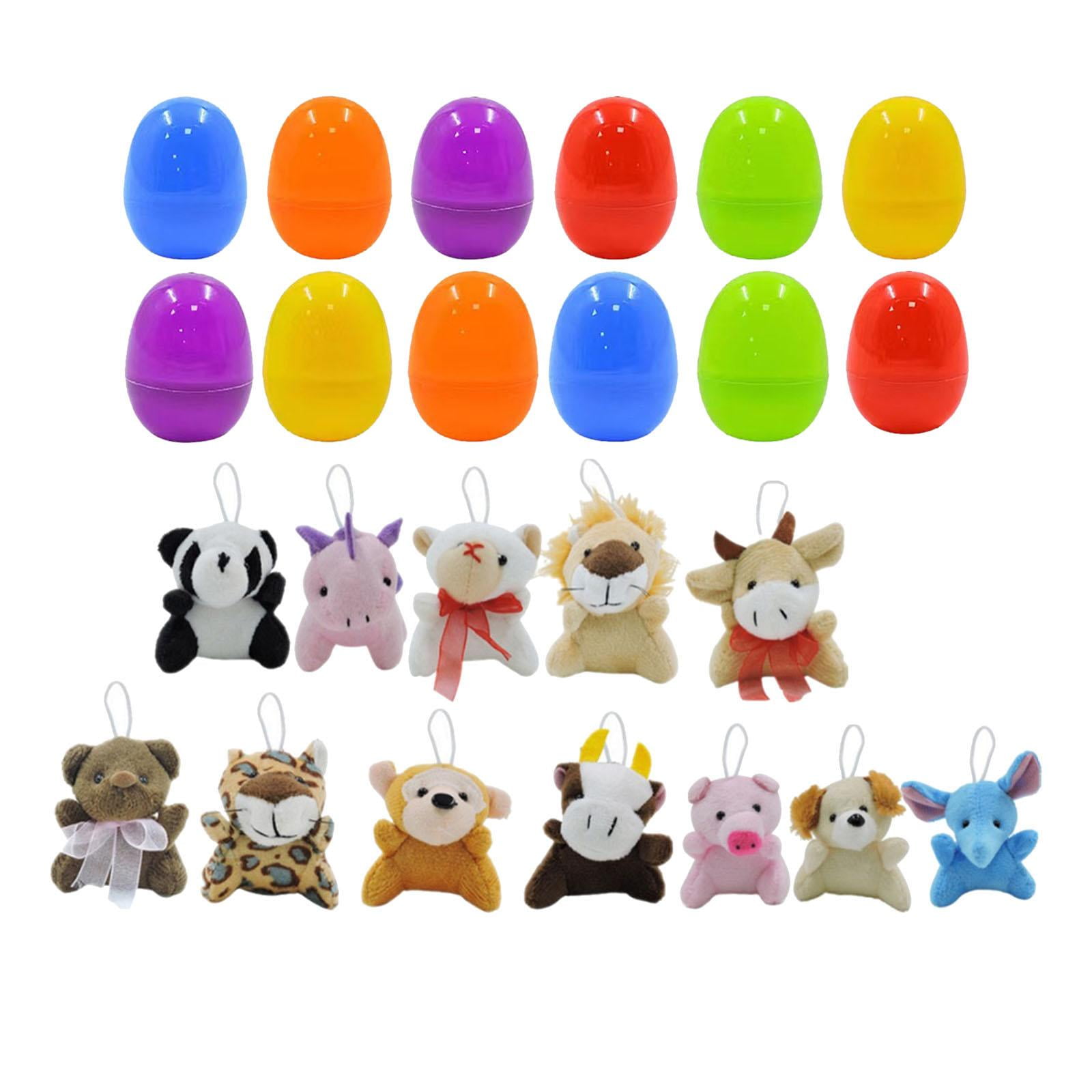 FVDPWYE 12 Pieces Easter Eggs Filled Mini Plush Animal Toy Figures Funny Colorful Cute Ornaments for Easter Basket Stuffers Kid Gifts