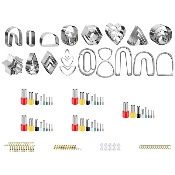 FVDPWYE 126 Pieces Clay Set Geometry Circle Stainless Steel Metal for Necklace Jewellery