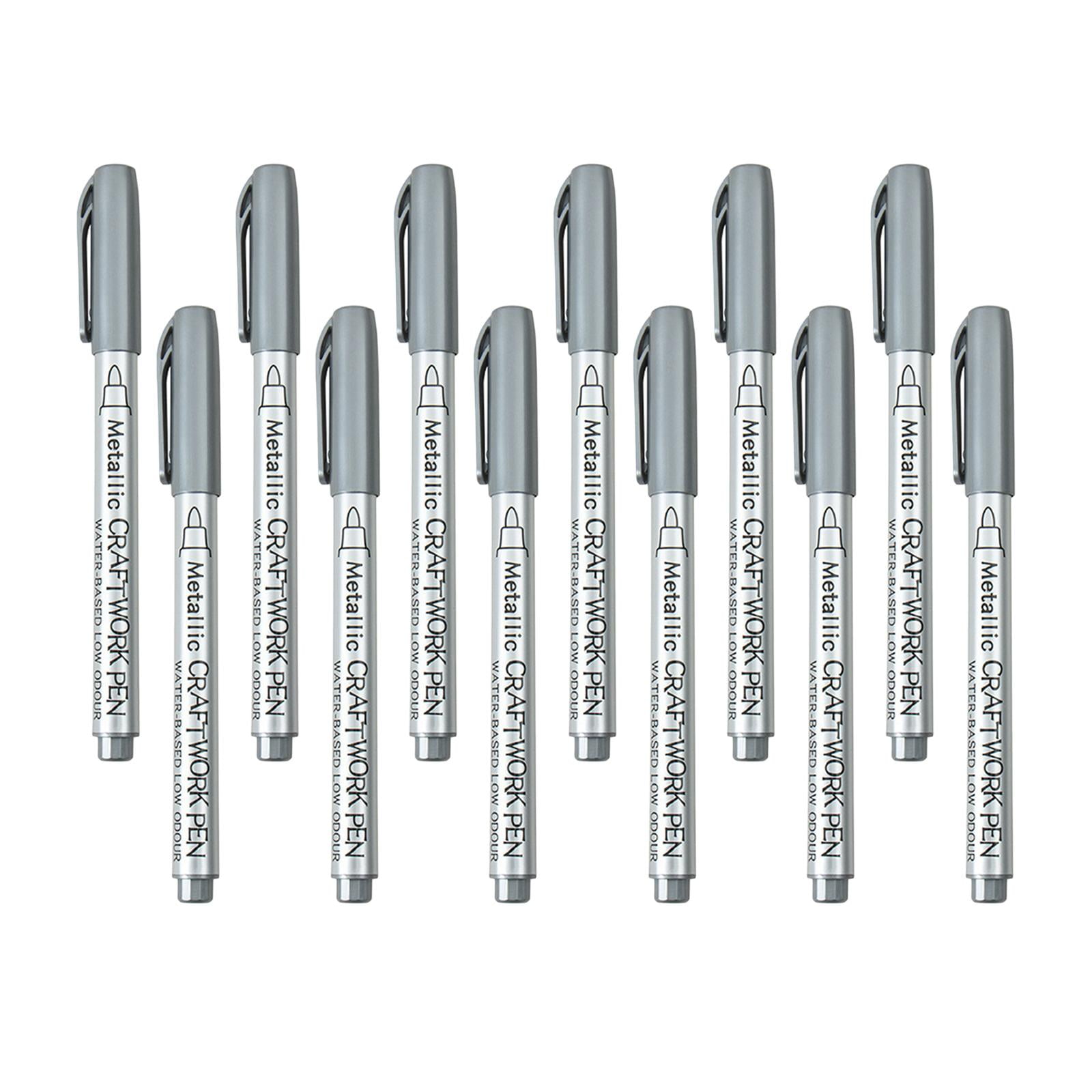 FVDPWYE 12Pcs Paint Pens Set Quick Dry Water based Premium for Mugs Easter Egg Metal Silver
