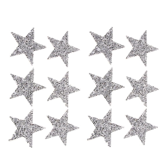 FVDPWYE 12pcs Rhinestone Star Shape Sewing Patches Badge Silver Hot Adhesive for Pant