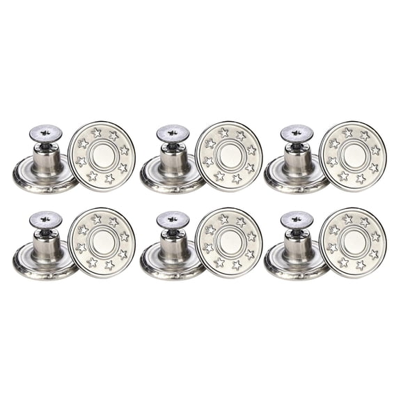 FVDPWYE 12x 17mm Buttons Studs for Jean Pant Silver Little Star