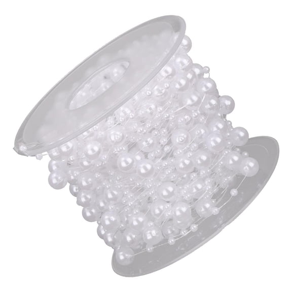 FVDPWYE 15m Pearl Beaded Chain Ribbon Trim String for DIY Wedding White
