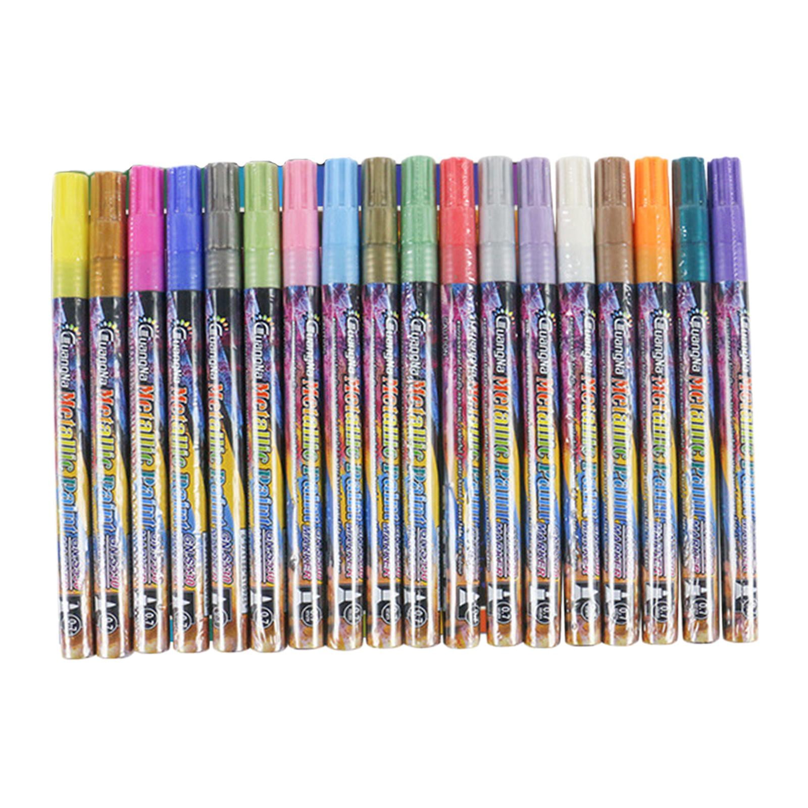 FVDPWYE 18 Pcs 0.7 mm Metallic Plastic Colorful Art Crafts Painting Drawing Coloring DIY