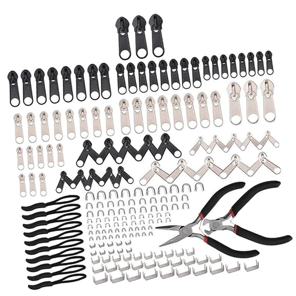 FVDPWYE 197 Pieces Fix Zippers Repair Kits Zipper Replacement Craft Metal Instant Zipper