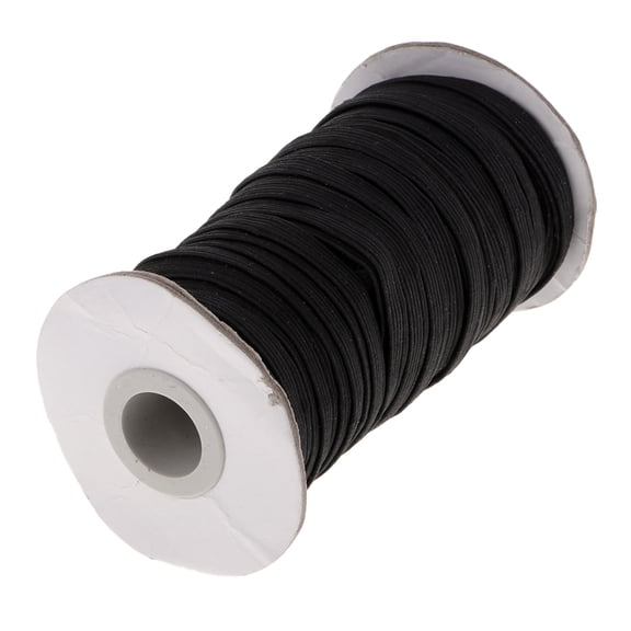 FVDPWYE 1Roll 21 Meters 6mm Wide Black Flat Elastic Cord Rope String Waist Band for Cuff