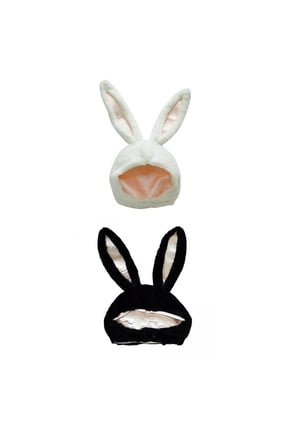 2 Bunny Ears Hood Hat Cotton Funny Warm Cute Props Present Cozy Head Warmer