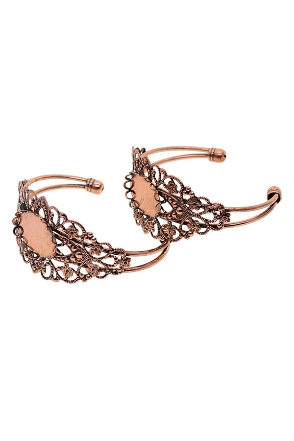 2 Copper Bracelet Cabochon Base Setting Blank 25.4mm Cuff Bangle Bezel Trays
