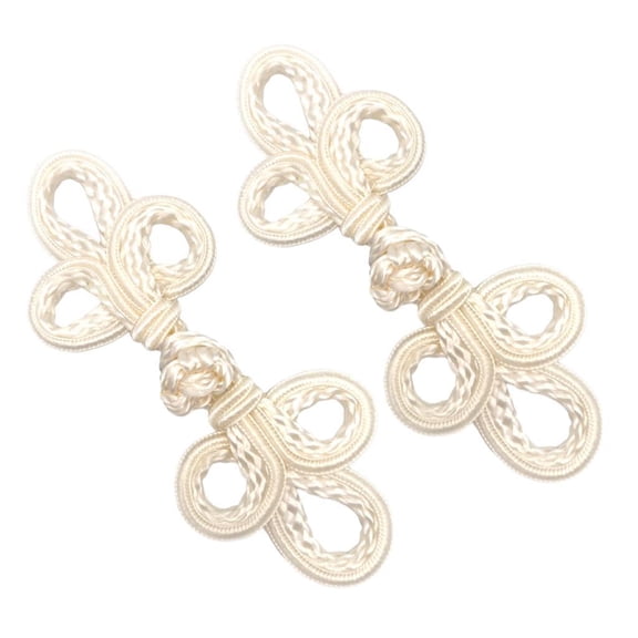 FVDPWYE 2 Pairs Chinese Knot Frog Buttons, Chinese Frog Closure, Chinese Closure Buttons Beige