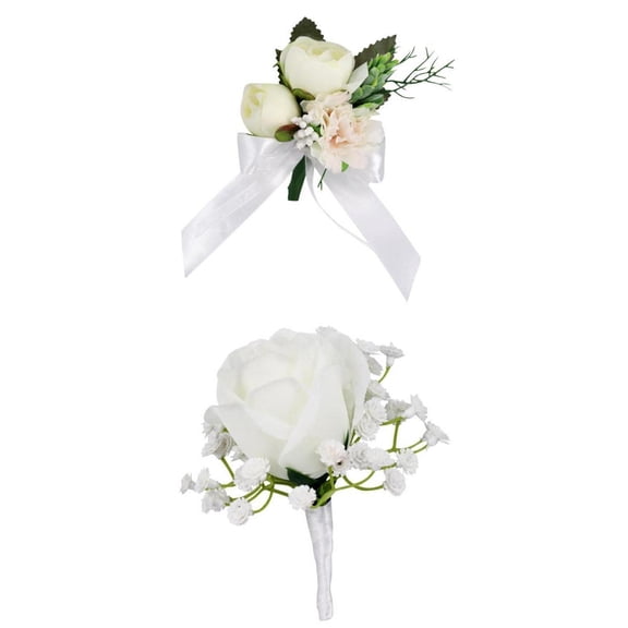 FVDPWYE 2 Pcs Flower Men Boutonniere Handmade Silk Flower Men Corsage for Groom Wedding