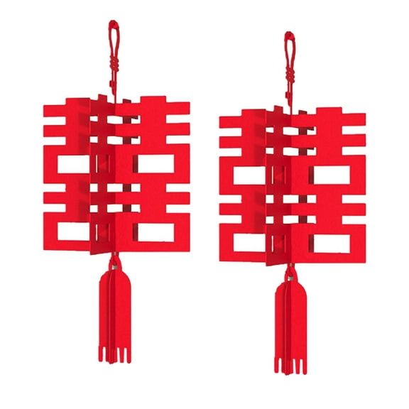 FVDPWYE 2 Pieces Chinese Wedding Decoration 3D Hollow Red Lantern for Housewarming Party