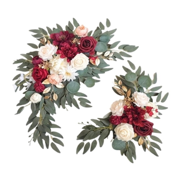 FVDPWYE 2 Pieces Corner Flowers Artificial Flower Swag Flower Garland Wedding Chair Back