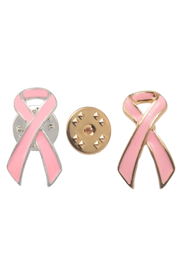 2 Pieces Enameled Breast Cancer Ribbon Lapel Brooch Collar Pin Awareness Charms