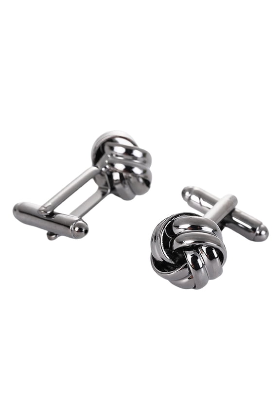 2 Pieces Fashion Knot Cufflinks and Studs Classic Knot Design Alloy Jewelry Cuff Black
