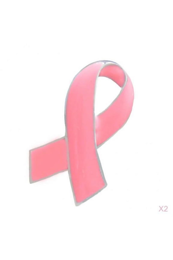 2 Pieces Lady Pink Ribbon Lapel Pin Badge Breast Cancer Awareness Brooch Corsage