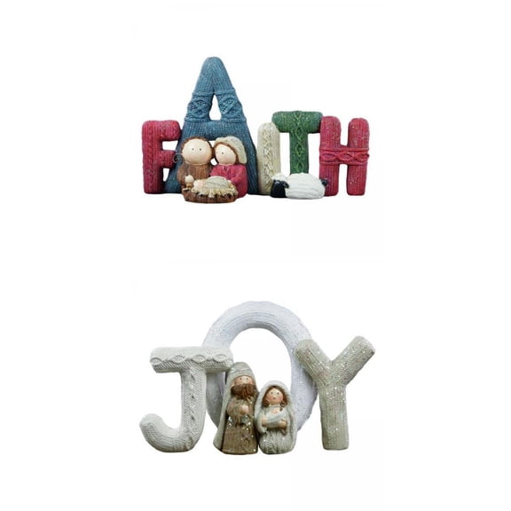 FVDPWYE 2 Pieces Nativity Scene Figures Set Elegant Polyresin Small Crafts Tabletop