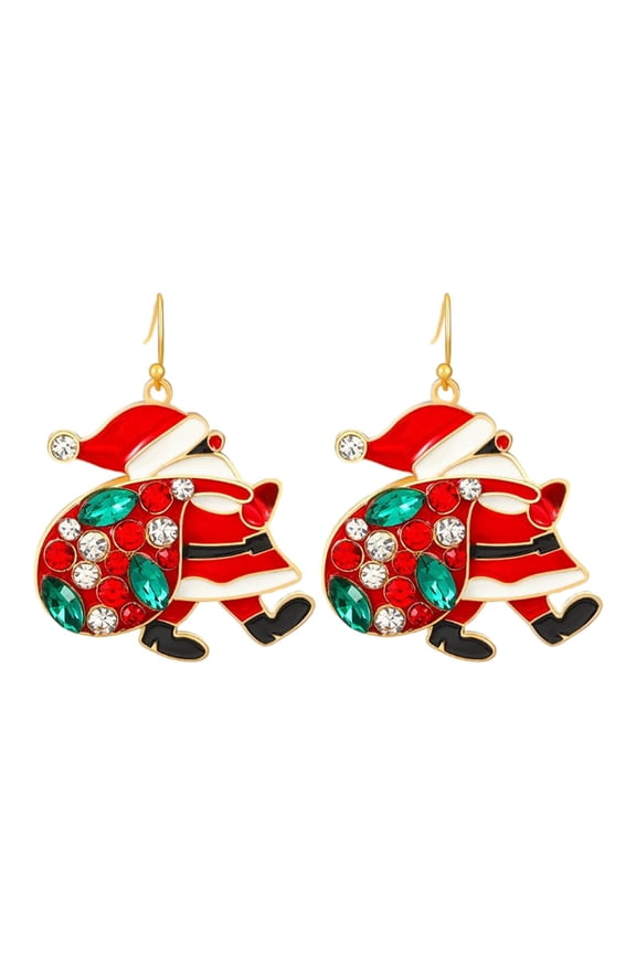 2 Pieces Santa Claus Earrings Alloy Christmas Jewelry Gift Jewelry Drop Earrings