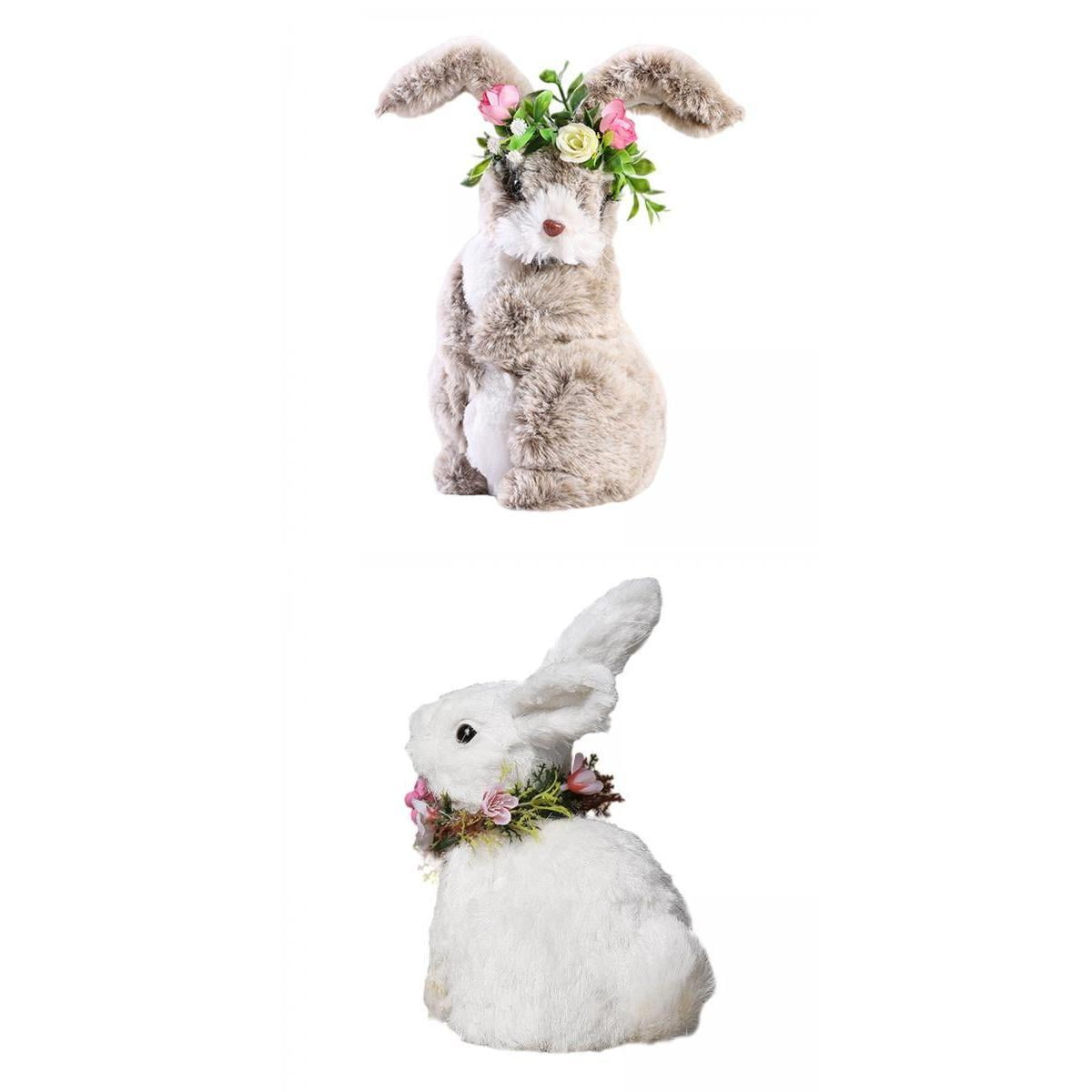 FVDPWYE 2 Pieces Soft Bunny Plush Easter Rabbit, Toys Ornament for Desk Tabletop