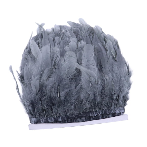 FVDPWYE 2 Yard Hackle Feather Hen Fringes Ribbon Fascinator Craft Dress Wedding Party Gray