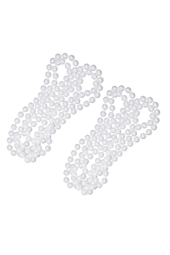 2/set Long White Plastic Pearls Necklace 20s Flapper Fancy Dress Accessories