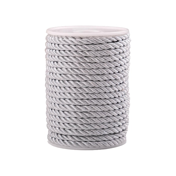 FVDPWYE 20 Yards Twisted Cord Rope 6mm 3 Braided Cord Decorative Silk Rope for Christmas Argent