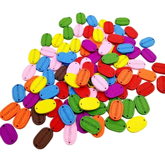 FVDPWYE 200pcs Colorful Handmade Tag Label Wooden Connector 2 Hole Buttons for Craft