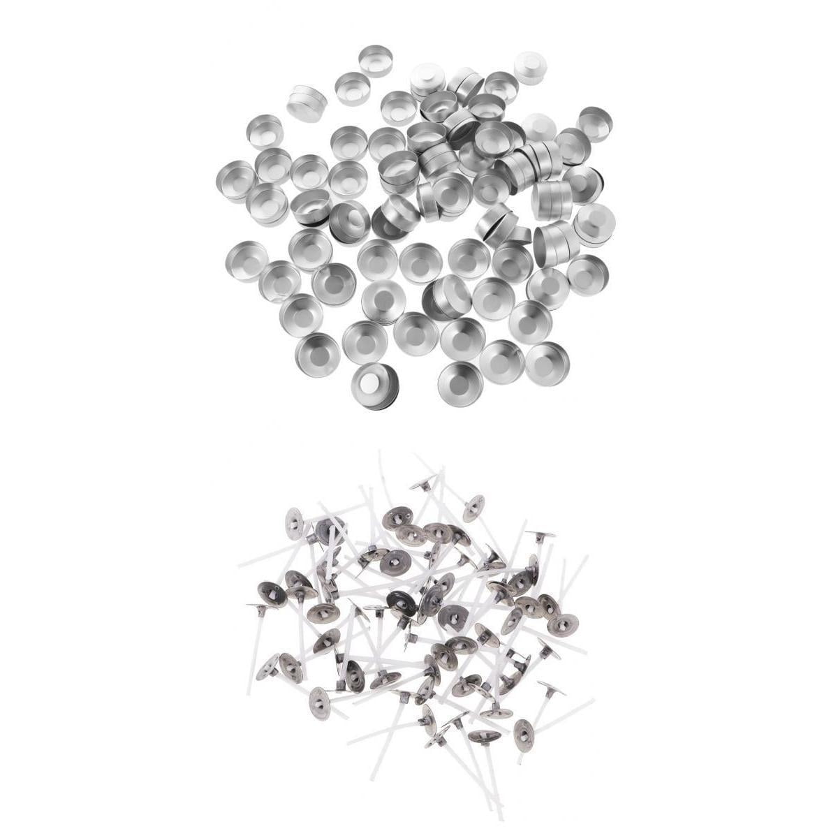 FVDPWYE 200x Aluminium Tea Light Empty Case Container + Candle Wicks Candles Making