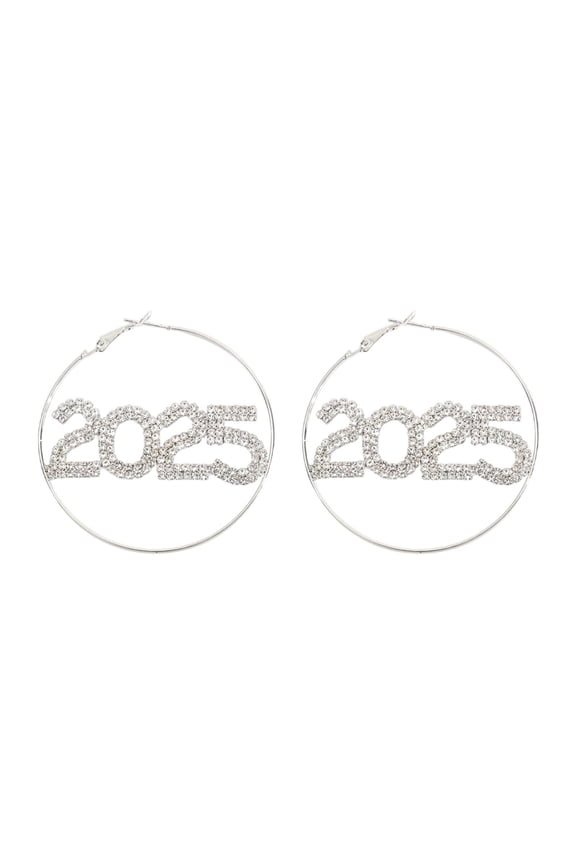 2025 Happy New Year Earrings Dangle Earrings Rhinestone for Daily Wear Party