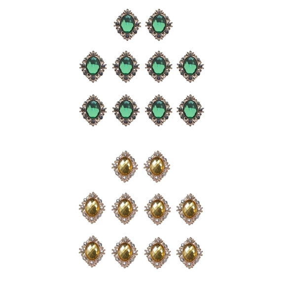 FVDPWYE 20pcs Flat Back Beads Button Scrapbook Embellishments Green Gold