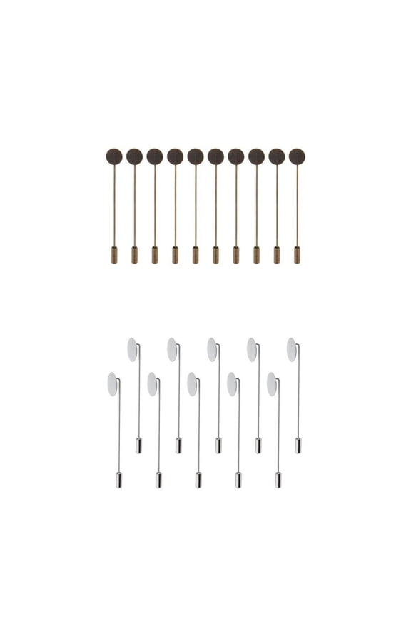 20pcs Metal Base Glue On Round Tray Lapel Stick Pin Hat Suit Brooch Crafting