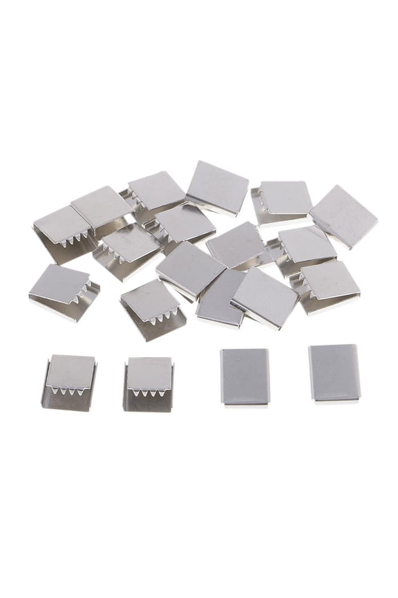 20pcs Metal Belt Buckle End Tip For Cotton Webbing Tag Bag Key Chains Silver